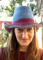 Front view of crochet felted fedora