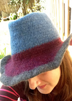 Side/top view of crochet felted fedora