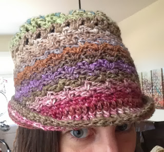 Striped crochet fedora