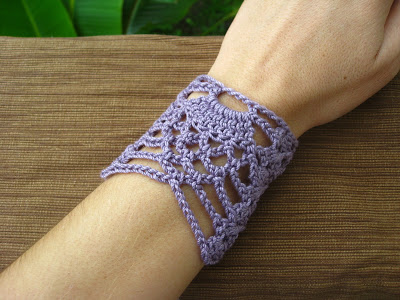 Pineapple crochet lace bracelet on a woman's wrist