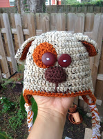 Front view of puppy crocheted hat